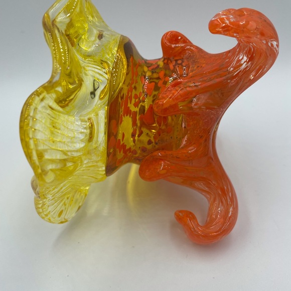 Orange & Yellow Handblown Signed Art Glass Votive candle  holder? - Picture 9 of 11